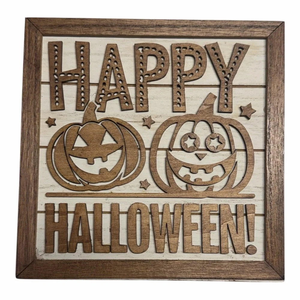 Wooden Happy Halloween Sign